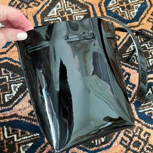 Mansur Gavriel- black patent leather bucket bag